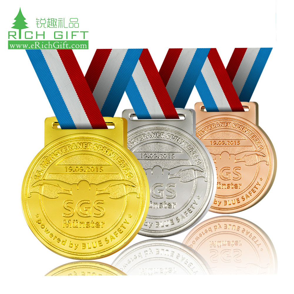 Manufacture personalized 3d sports die casting soft enamel custom gold silver bronze championship awards medal of honor