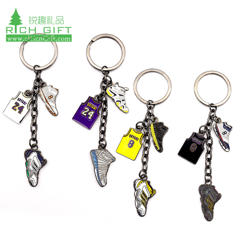 4 style keychain choice!! fast shipping basketball Kobe Bryant jersey 2d mini shoes keychain 3d sneakers set keychain with box