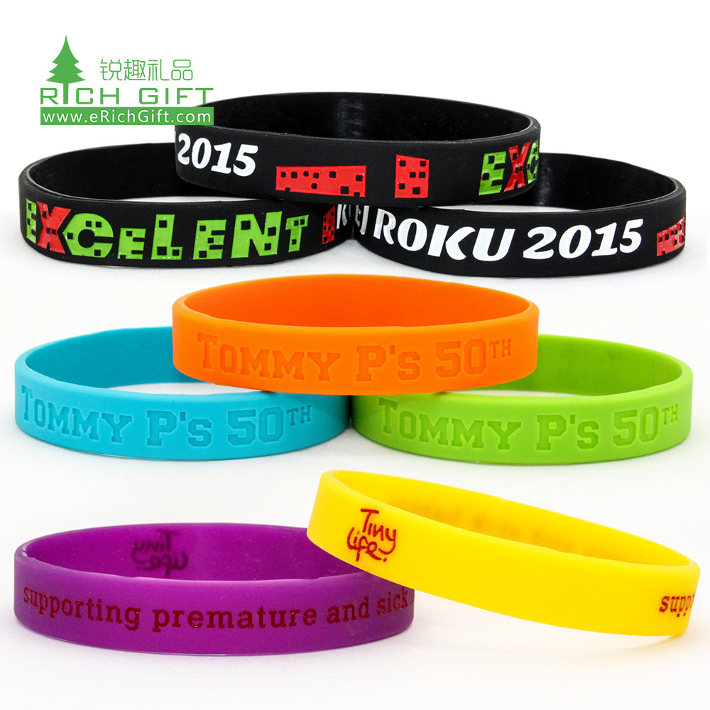 No MOQ Free Sample OEM Cheap Custom Rubber Band Silicone Bracelet Elastic Wristband With Message or Logo