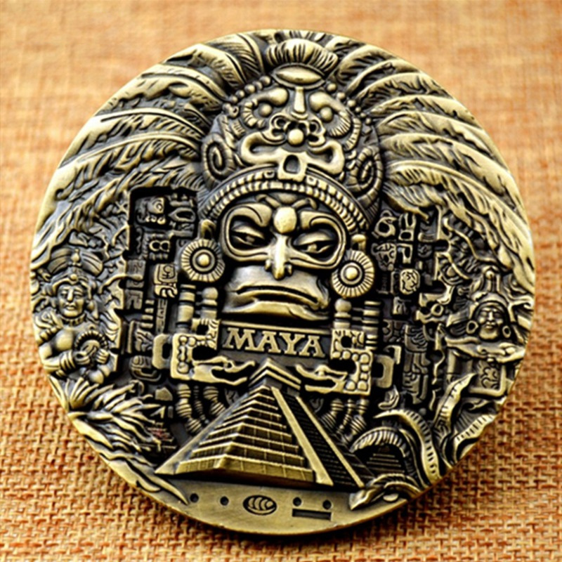 High Quality Maya Metal Coin Art Prophecy Culture Gold Plated Commemorative Coin Collection Collectibles Custom Challenge Coin