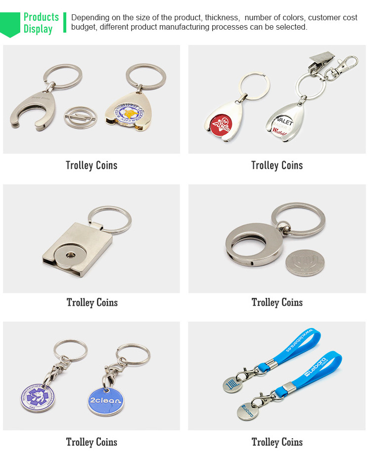 custom made chip trolley key coin token holder logo keyring keychain shopping cart trolley coin token