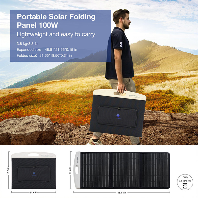 Solar Panel Cell Solar Charger 100 Watt Portable Foldable Solar Suitcase for Power Station Generator MC-4 High-Efficiency