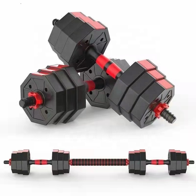 Stock home fitness cheap hot sell 40kg 50kg Adjustable cement  Dumbbells barbell kettlebell set