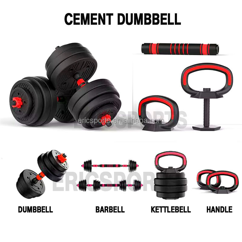 Adjustable Cement Combo15/20/30kg Dual Use Adjustable Gym Equipment 110lbs Dumbbells Barbell Weights 2-in-1 Set