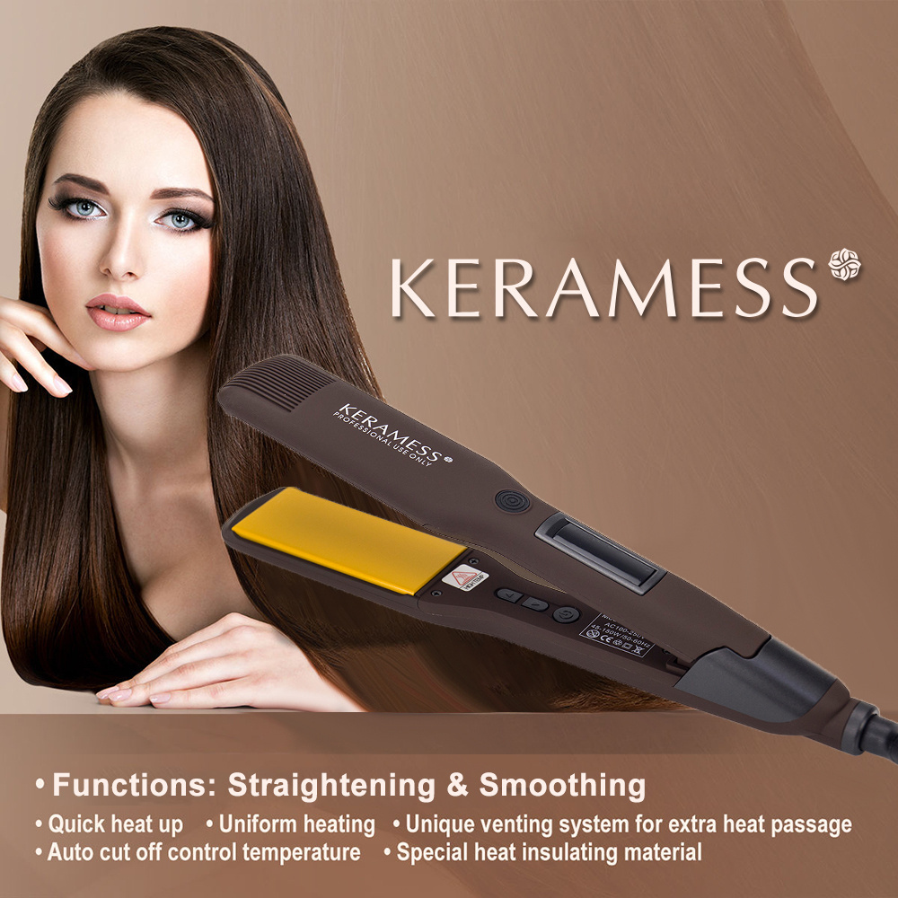 Keramess Keratin Treatment Hair Straightener Titanium Coating Hair Straightener Make Straightening Does Flat Iron LED Electric