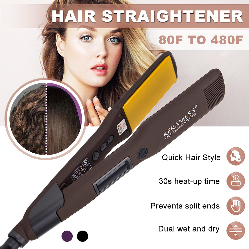 Keramess Keratin Treatment Hair Straightener Titanium Coating Hair Straightener Make Straightening Does Flat Iron LED Electric