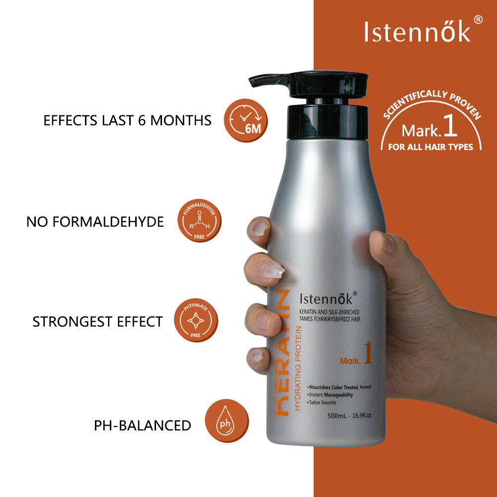 Istennok nano pure keratin hair straightening treatment for wavy curly in bulk private label Nanoplastia Hair Treatment