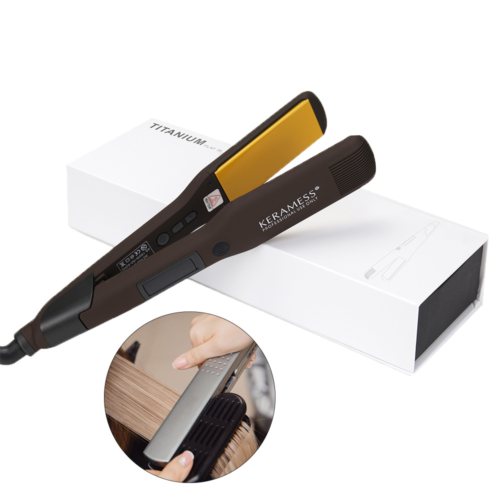 Keramess Keratin Treatment Hair Straightener Titanium Coating Hair Straightener Make Straightening Does Flat Iron LED Electric