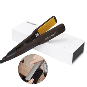 Keramess Keratin Treatment Hair Straightener Titanium Coating Hair Straightener Make Straightening Does Flat Iron LED Electric