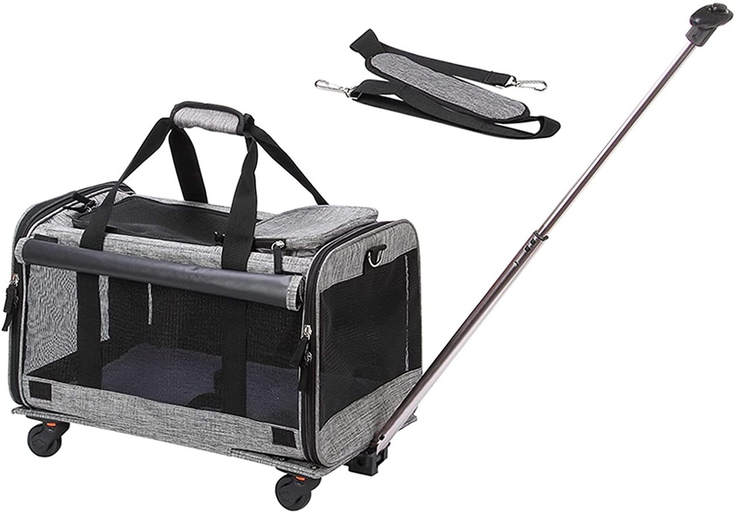 Collapsible Pet Carrier Travel Trolley Bag with Wheels