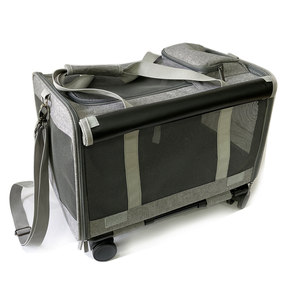 Collapsible Pet Carrier Travel Trolley Bag with Wheels