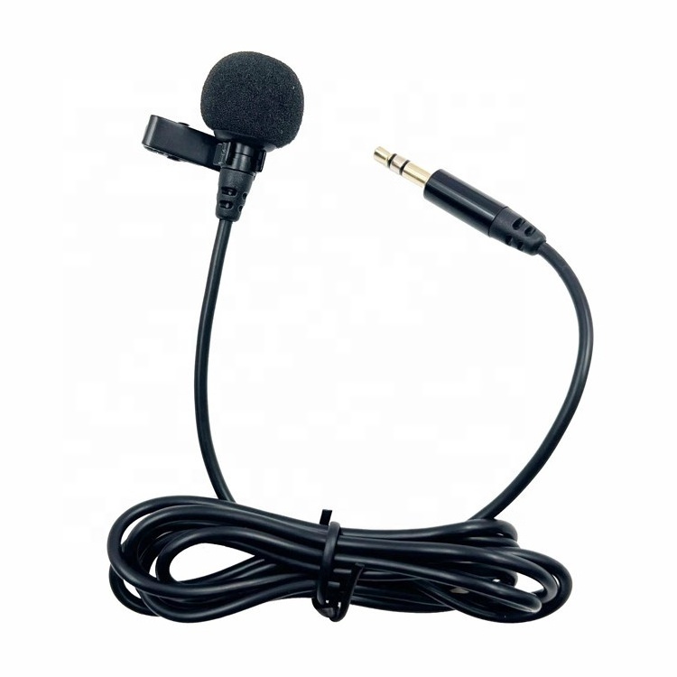 OEM ODM Professional Black 3M Wired Microphone 3.5mm Mobile Phone Collar Clip Microphone for tik top youtube live streaming