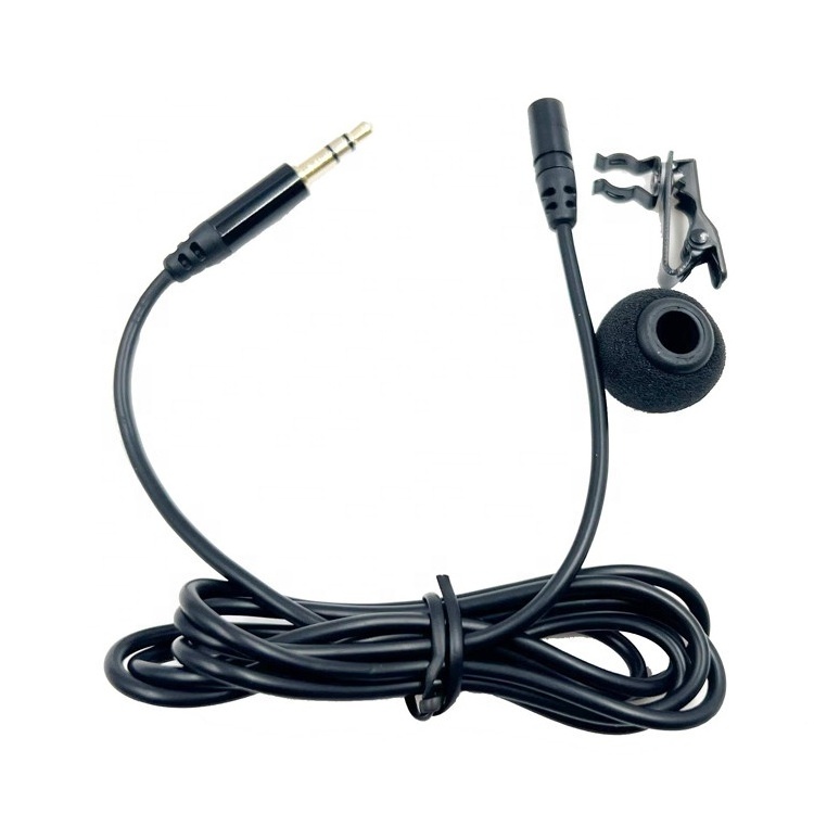 OEM ODM Professional Black 3M Wired Microphone 3.5mm Mobile Phone Collar Clip Microphone for tik top youtube live streaming