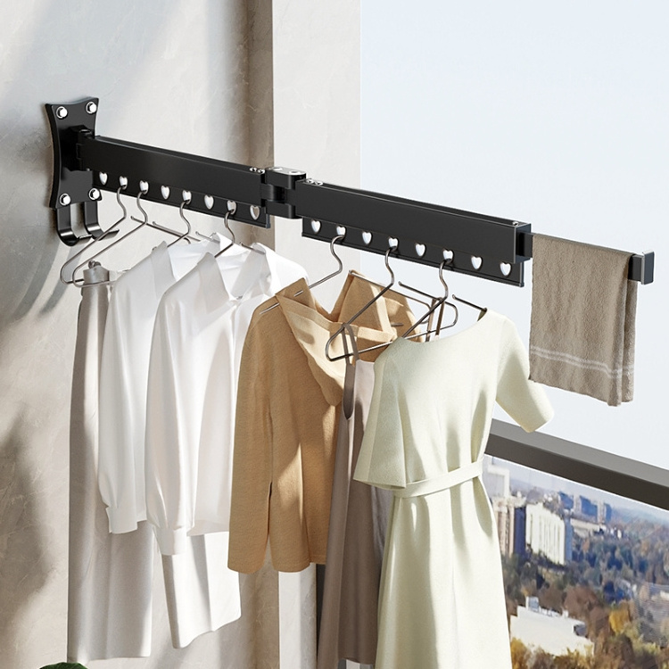 Ermo folding clothes rack wall hanging indoor balcony telescopic clothes drying pole