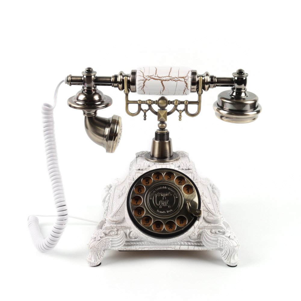 White Landline Antique Style Rotary Classic Recording Message Wedding Telephone Audio Guestbook Guest Book