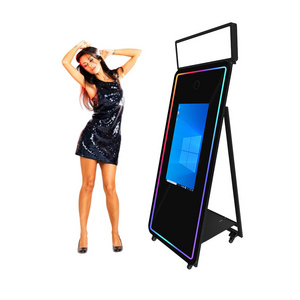 Portable 65 Inch Picture Selfie Magic Touch Screen Machine Led Frame Kiosk With Printer And Camera Mirror Photo Booth For Events