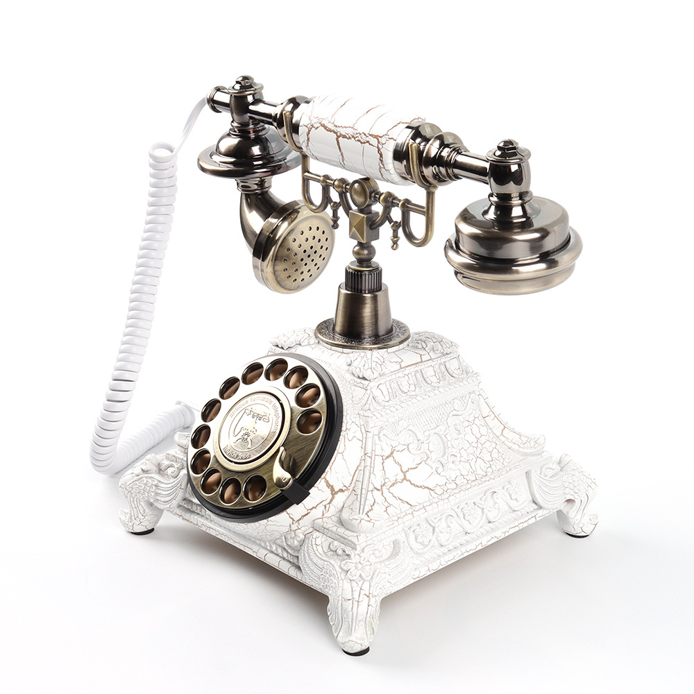 White Landline Antique Style Rotary Classic Recording Message Wedding Telephone Audio Guestbook Guest Book