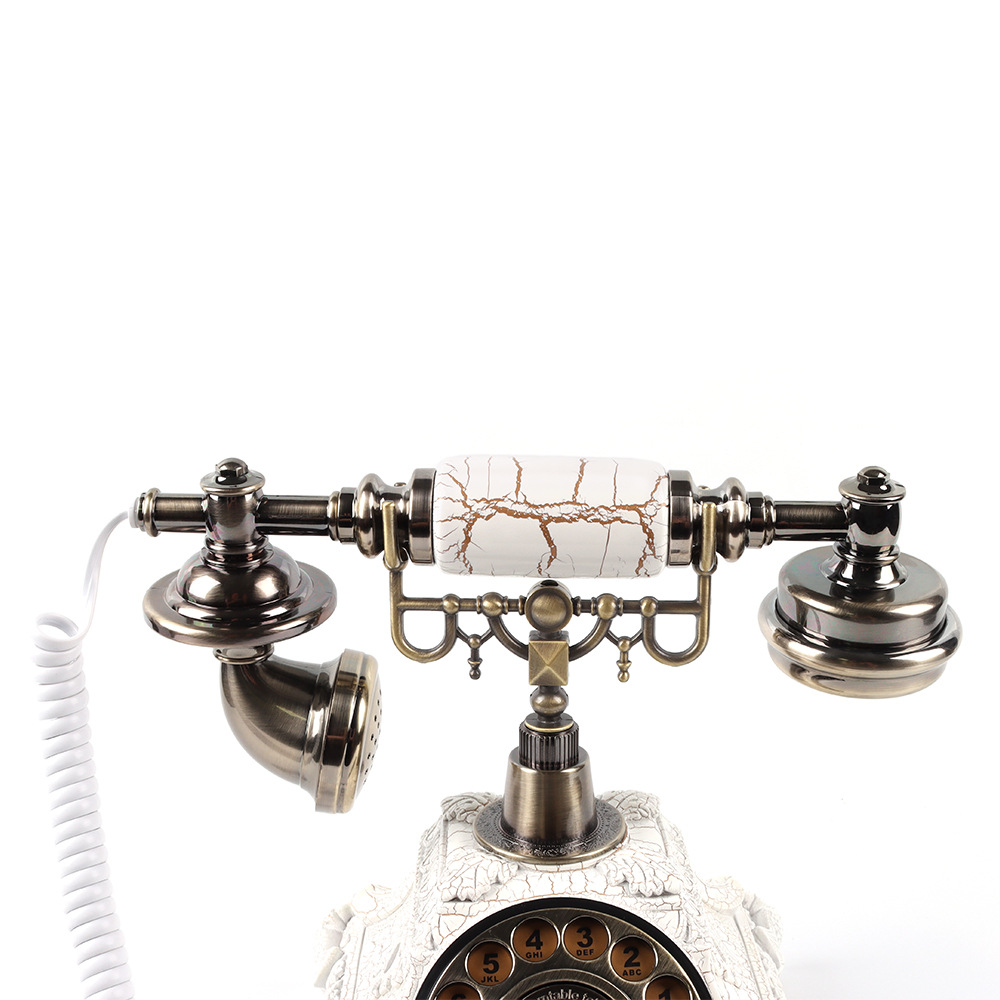 White Landline Antique Style Rotary Classic Recording Message Wedding Telephone Audio Guestbook Guest Book