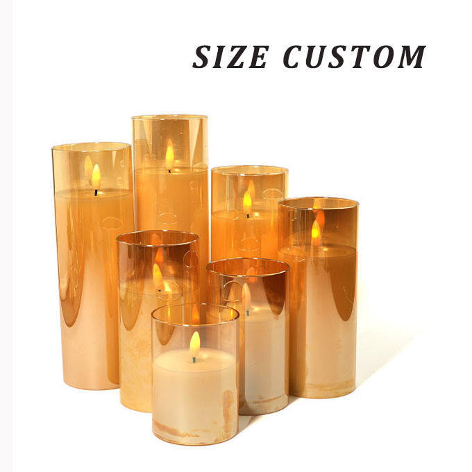 Glass Battery Operated Led Flameless Candles With Remote And Timer Flickering Light Electronic Candle