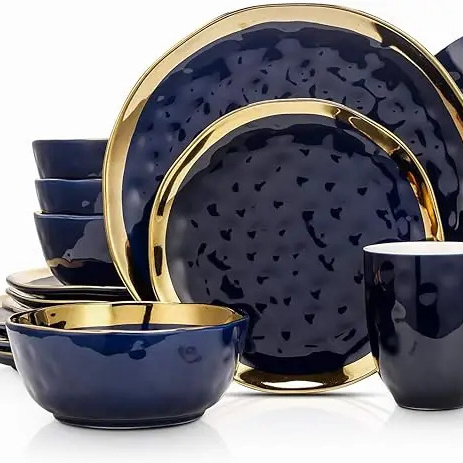 China Ceramic 18 Pieces Pcs Factory Price Fancy Premium Quality Stone Reactive Glaze Stoneware Dinnerware Set For 6 Persons