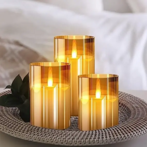 Glass Battery Operated Led Flameless Candles With Remote And Timer Flickering Light Electronic Candle