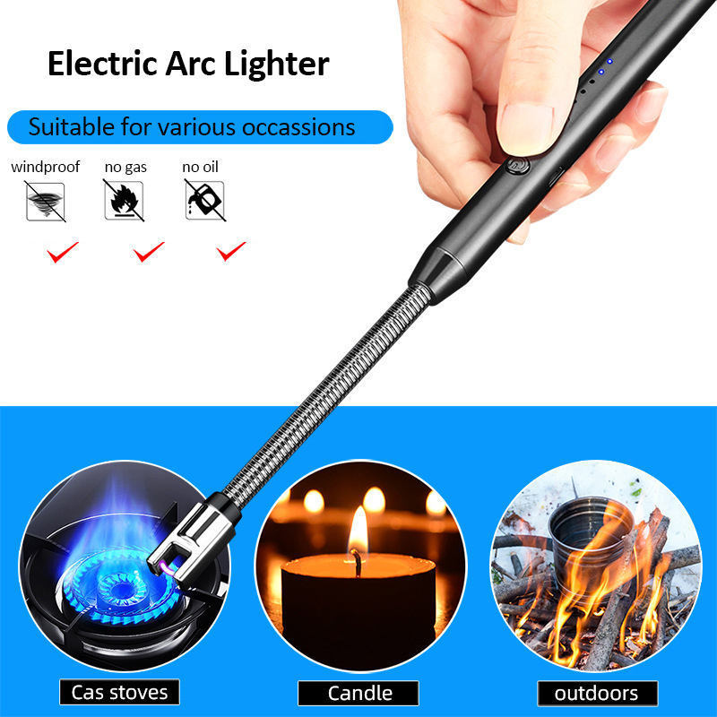 360 Degree Free Spin Kitchen Bbq Lighter Extended Electric Torches Usb Rechargeable Windproof Igniter