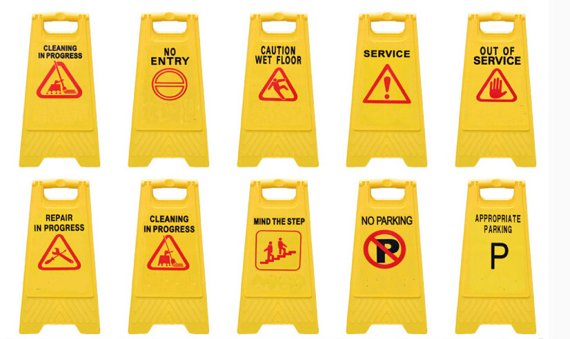 printable A Shape PP Plastic yellow Folding slippery hazard Warning safety  signage Wet Floor Caution Sign