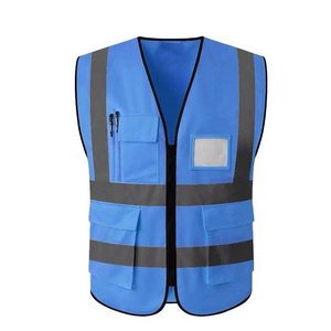 E-ROAD RV-RV007 Hi Vis High Visibility Fluorescent Blue Color Reflective safety Vest with Pocket