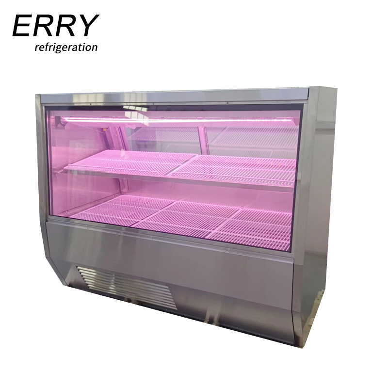 Refrigerated Meat Case with Two Glass Doors pork refrigerator display case with CE/ETL