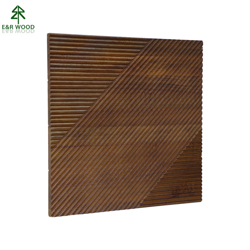 E&R WOOD Creative Vertical Wood Slats Siding 3D Decorative Panels Interior Wall For Hotel Restaurant Design Luxury