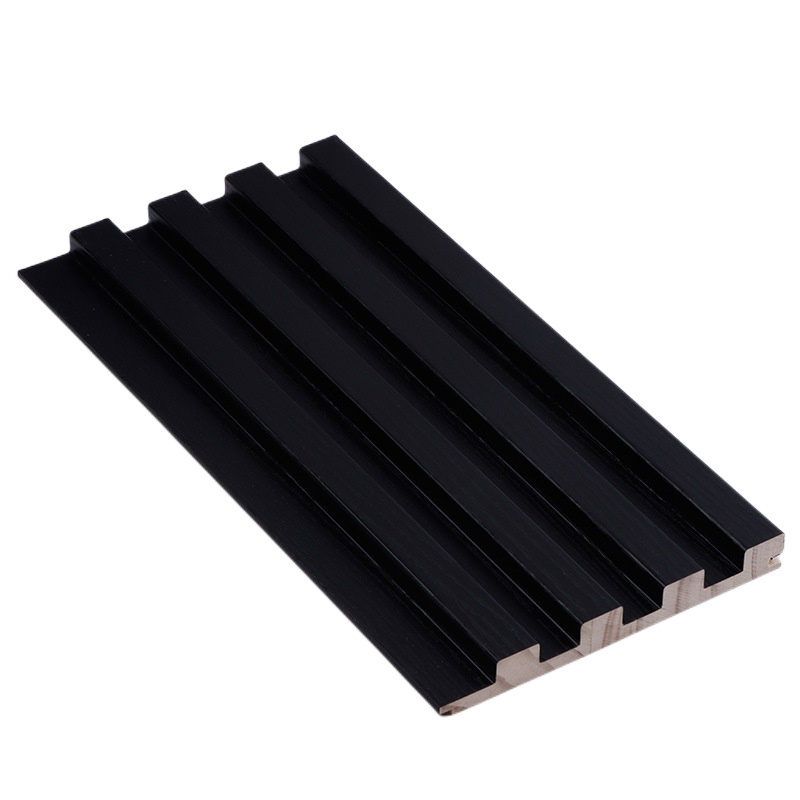 E&R WOOD Design Japanese Interior Wooden Partition Board Wood Finish 3d All Black Fluted Wall Panel