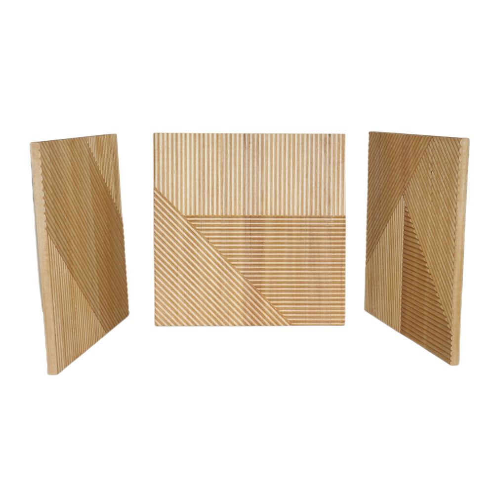 E&R WOOD Interior 3d Feature Design Solid Wooden Wainscoting Sheets Decorative Wood Slat Cladding Wall Panel