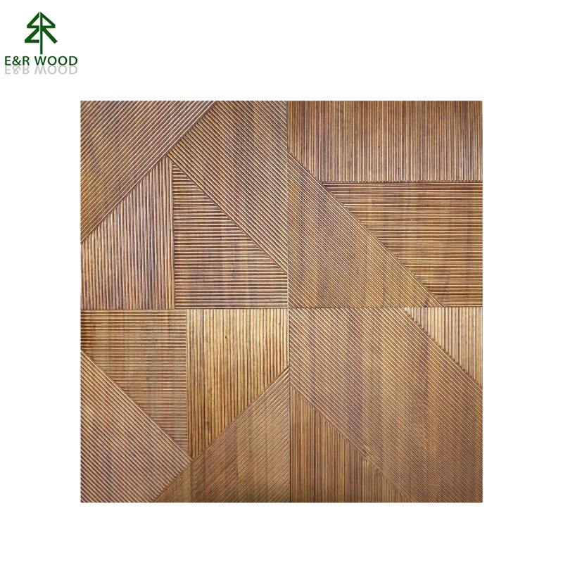 E&R WOOD Modern 3d Models Peel And Stick European Artwork Indoor Solid Wood Wall Cladding Panel