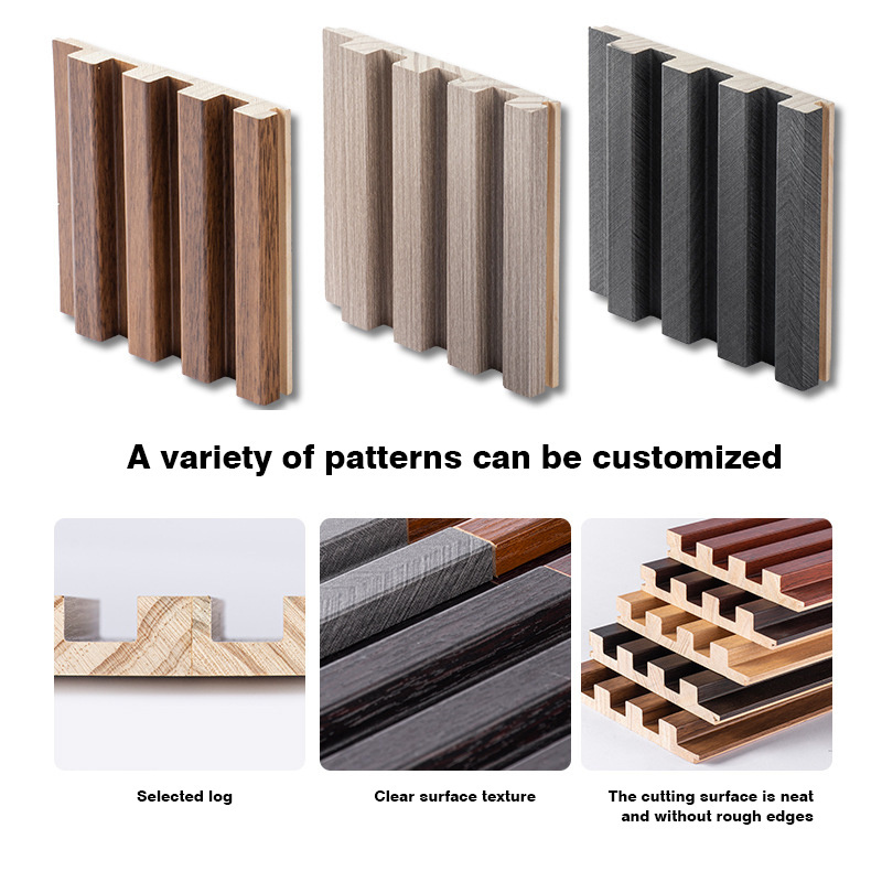 Timber Wood Pvc Wall Panel Fire Proof Slat Composite Hotel Exterior Flutted Mold Golden Home Decor 3D Wave Indoor Pvc Wall Panel