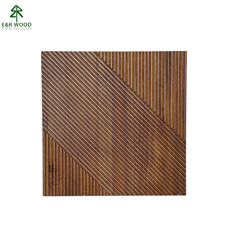 E&R WOOD Creative Vertical Wood Slats Siding 3D Decorative Panels Interior Wall For Hotel Restaurant Design Luxury