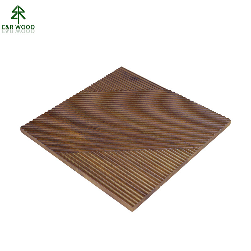 E&R WOOD Creative Vertical Wood Slats Siding 3D Decorative Panels Interior Wall For Hotel Restaurant Design Luxury