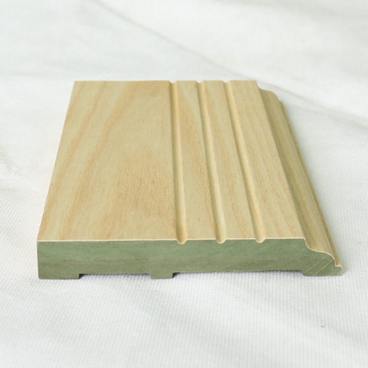 E&R WOOD Different types of wood Veneer grain Wrapped Green Waterproof MDF Baseboard Laminate flooring wooden Skirting