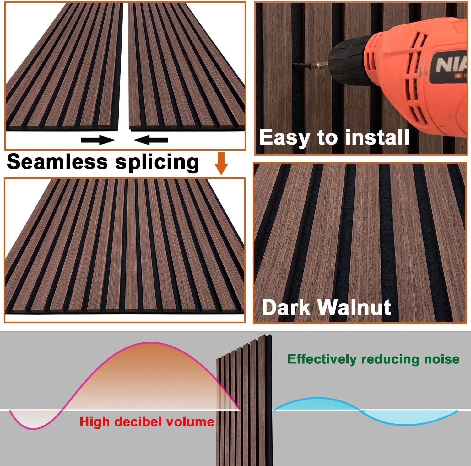 Noise Reduction Cancelling Fence Studio Decorative Soundproofing Artistic Sound Panel Art Slat Acoustic Timber Wall Panels