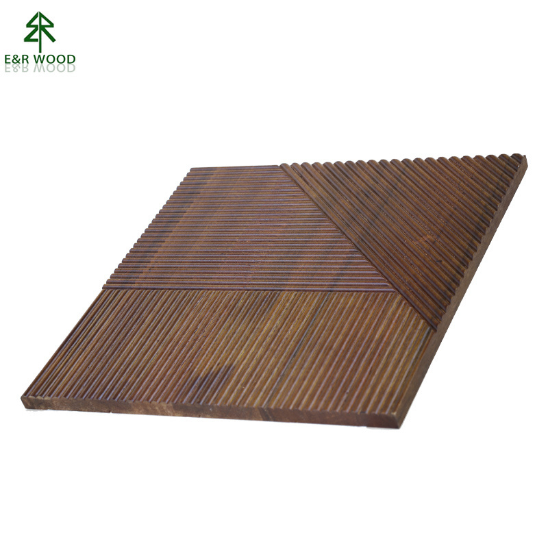 E&R WOOD Creative Vertical Wood Slats Siding 3D Decorative Panels Interior Wall For Hotel Restaurant Design Luxury