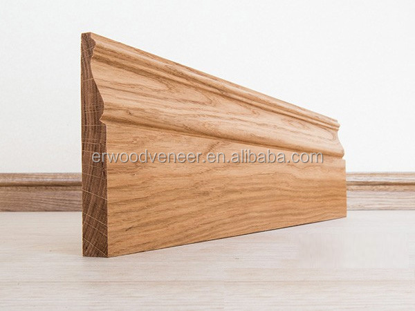 E&R WOOD Different types of wood Veneer grain Wrapped Green Waterproof MDF Baseboard Laminate flooring wooden Skirting