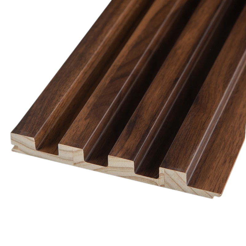 E&R WOOD Fluted Interior Design Siding Plank Board Solid Slats Timber Walnut Wooden Plank Wall Panel