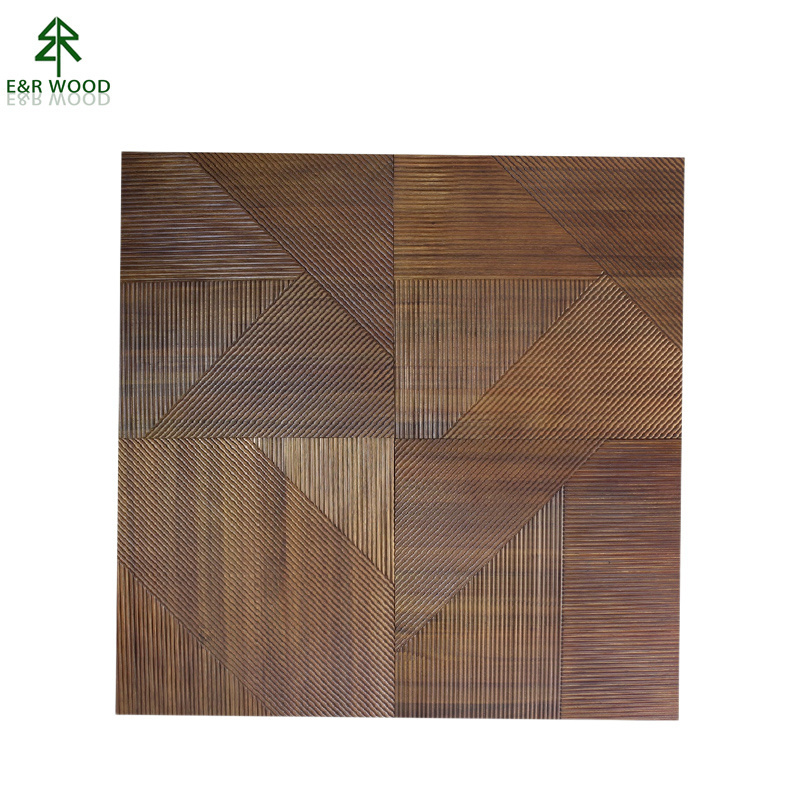 E&R Wood Professional Design Decorative Restaurant Wooden Wallboard 3D Wood Wall Panel For Office Building