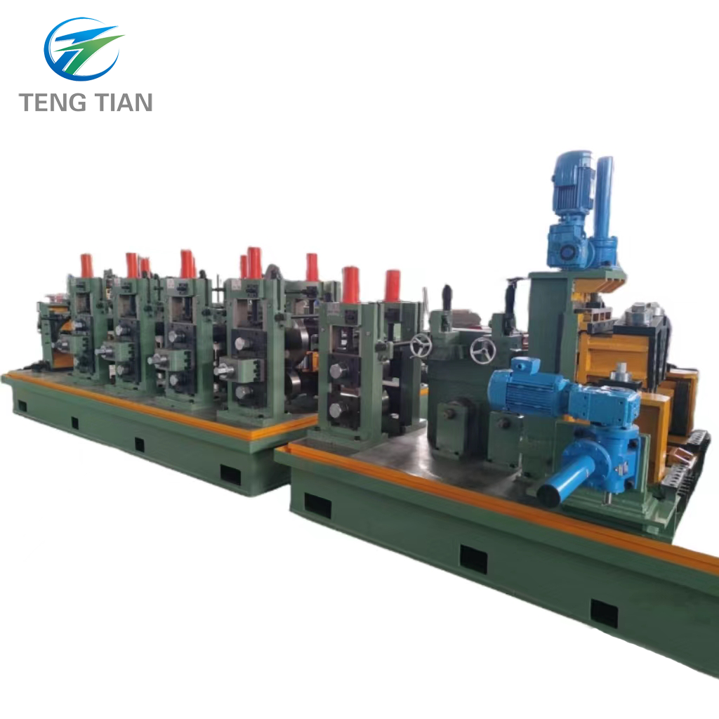 ERW 114mm high-precision round to square carbon steel pipe rolling machine with automatic accumulator