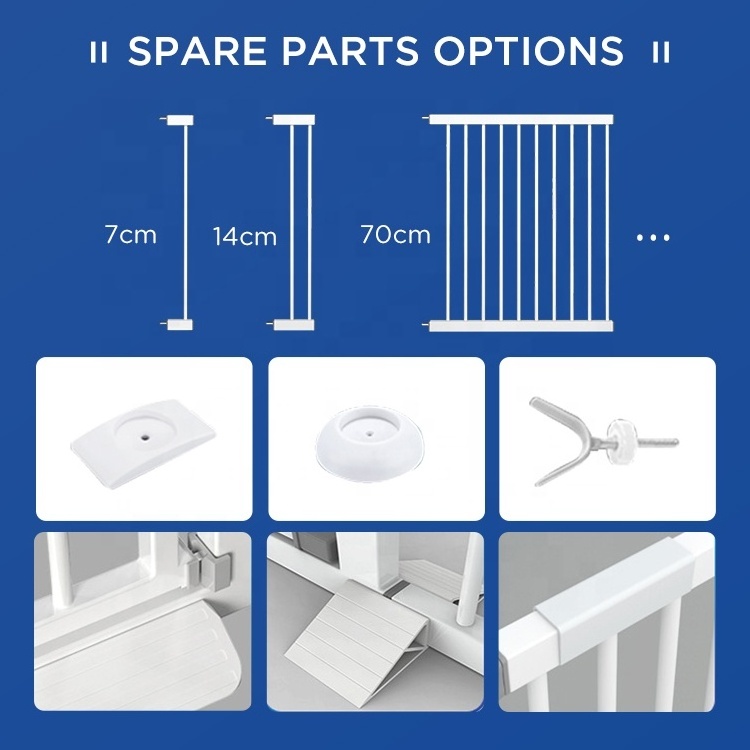 Chocchick Ready To Ship Standing Z Shape Safety Baby 75Cm 82Cm Pet Gate For Dogs Safe With Auto Door Lock Function White