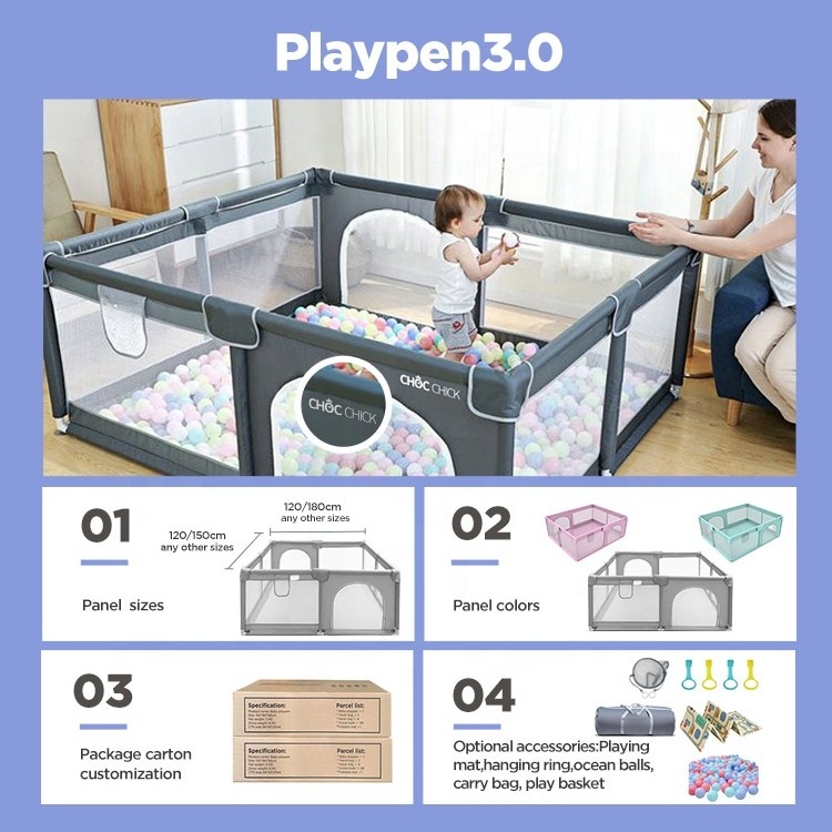 corral para bebes juegos Folding Indoor Square Travel Play House Fence Baby Foldable Toddler Baby Playpens With Balls