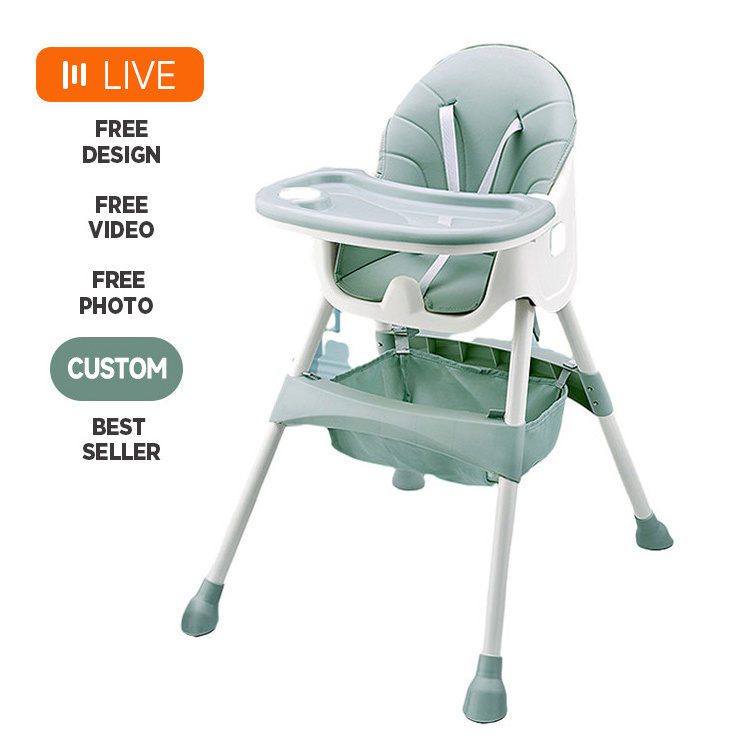 Home Kitchen Baby Feeding Chair Dining Height Adjustable with Detachable Tray Safety Belt Soft Cotton Baby Chair