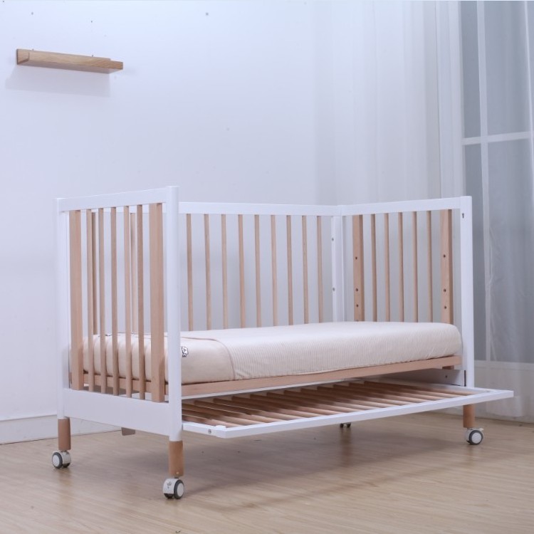 Multifunctional 6 In 1 Bed  Wooden Folding Crib 3-1 Solid Wooden Baby Cot Crib Set Room Furniture European