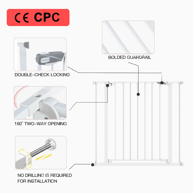 Chocchick Ready To Ship Metal Indoor Patio Pet Dog Retractable Black Safety Use Stair Barrier Baby Gate Extra Wide