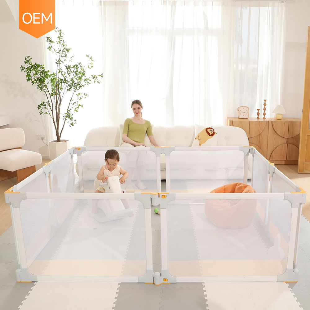 Free standing Foldable Indoor Kids Plastic playpen playground pet playpen with slide swing for baby