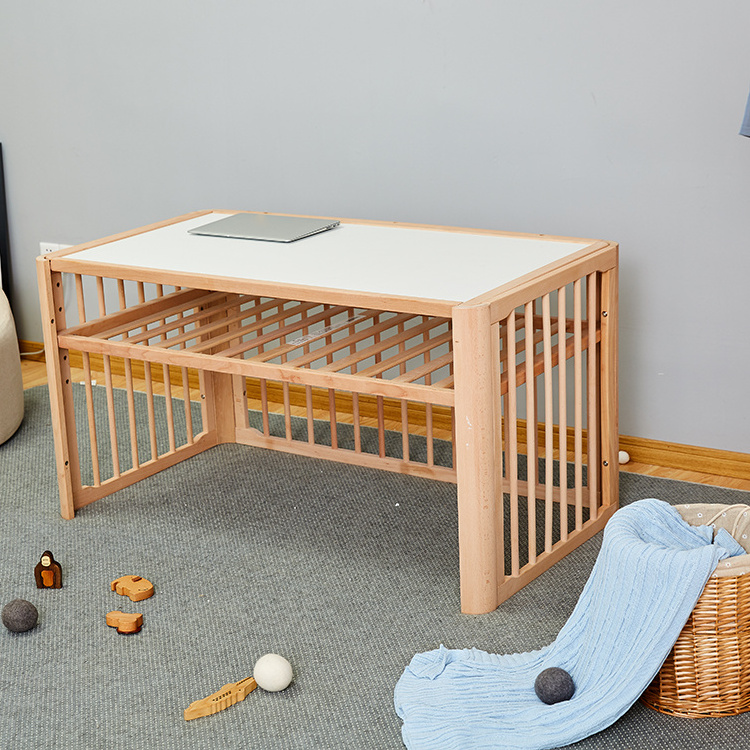 Modern Portable Baby Cot Multifunctional Newborn Bedside Swing Convertible Wooden Oval Crib for Bedroom